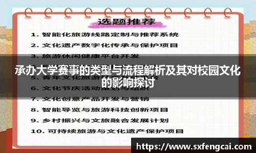 承办大学赛事的类型与流程解析及其对校园文化的影响探讨